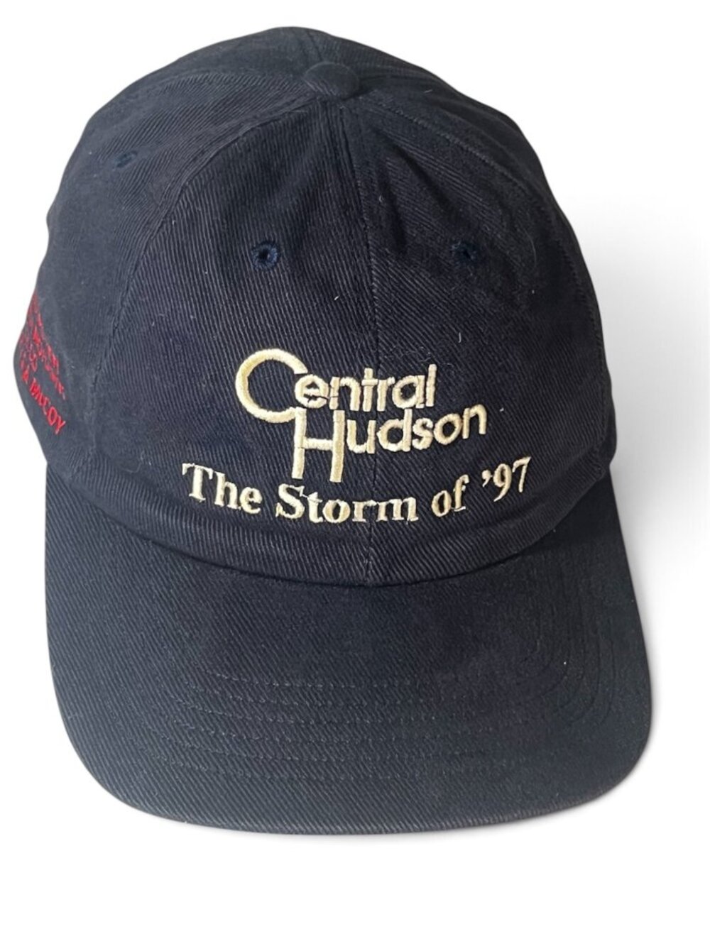 Vintage 90s Central Hudson Storm of 97 Navy Dad Hat Made in USA Leather Strap
